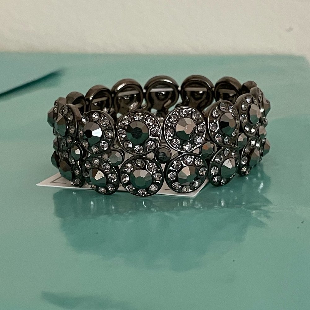 Women's Dark Silver Stretch Bracelet Vintage Style